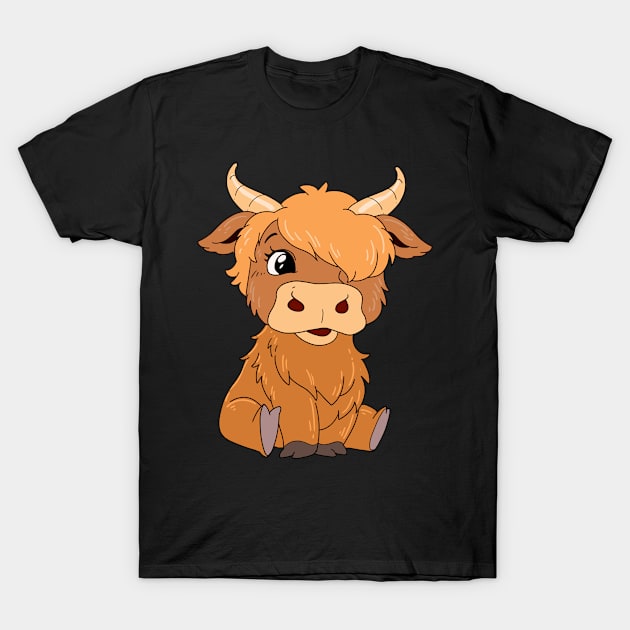 Highland Cow Farmer Scotland T-Shirt by Linco